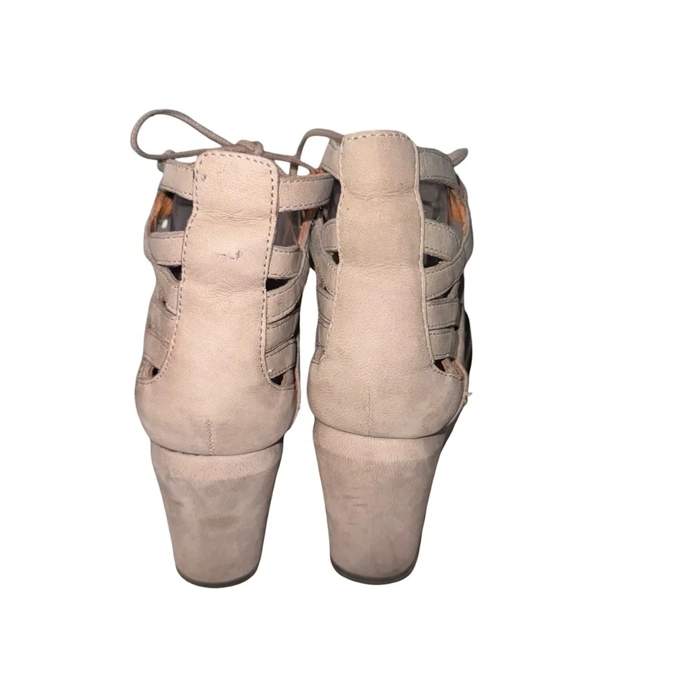 Gentle Souls Taupe Suede Lace Up Wedge Sandals Boho Resort 7
